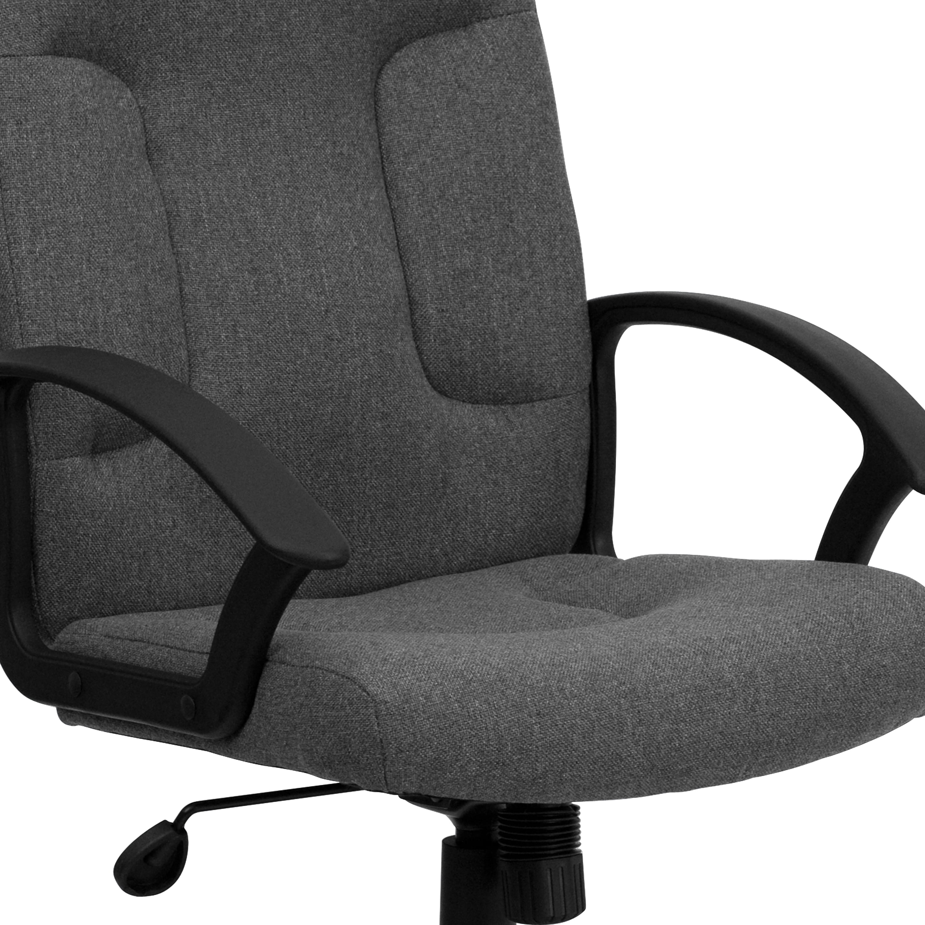 Emma + Oliver Mid-Back Gray Fabric Executive Swivel Office Chair with Nylon Arms