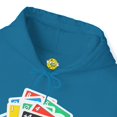 thumbnail image 3 of Card Game Stack Hoodie, Fun Draw 4 Stack Design, Retro Gaming Graphic, 3 of 5