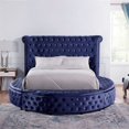 thumbnail image 4 of Furniture of America Vriam Glam Fabric Wingback Storage King Bed in Blue, 4 of 7