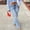 Light Blue, variant on Women's High-Waist Distressed Flare Jeans, Firm Button Waist and Rugged Unfinished Hem for Edgy Modern Streetwear Outfits Black S