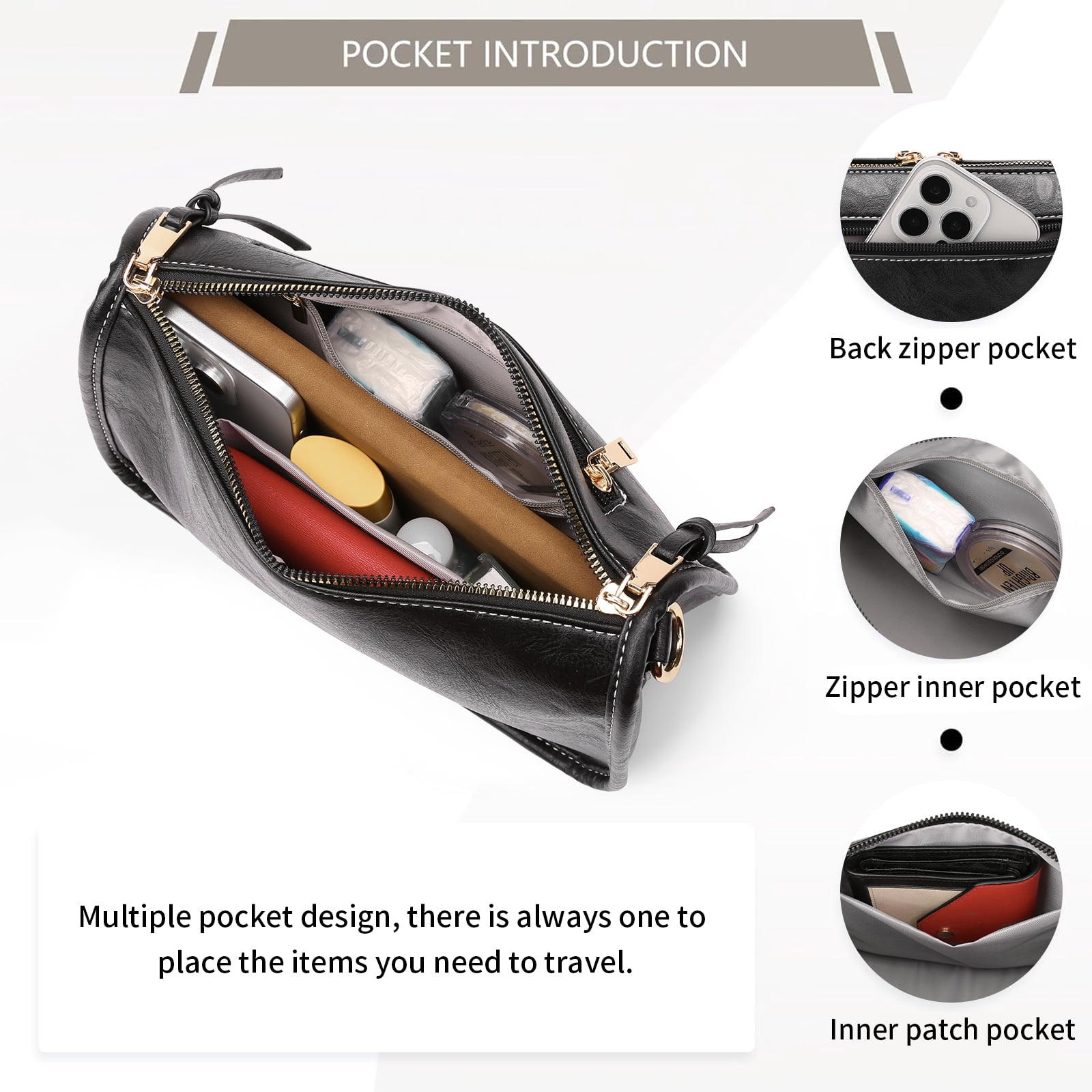 SENDEFN Trendy Leather Crossbody Purse with Tassel Zipper for Women Purses,Small Shoulder Handbags with Wide Strap Detachable