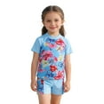 thumbnail image 3 of Piomll Girls Swimsuits Cute Cartoon Floral Print With Short Sleeves Shorts Kids Beachwear, 3 of 9