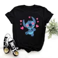 thumbnail image 3 of Camisetas de algodón para niños con dibujos animados de Lilo y Stitch de Disney, camisetas de verano, camisetas negras con cuello redondo y Stitch Ohana, camisetas para bebés, ropa para niños y niñas, 3 of 5