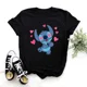 thumbnail image 3 of Camisetas de algodón para niños con dibujos animados de Lilo y Stitch de Disney, camisetas de verano, camisetas negras con cuello redondo y Stitch Ohana, camisetas para bebés, ropa para niños y niñas, 3 of 5