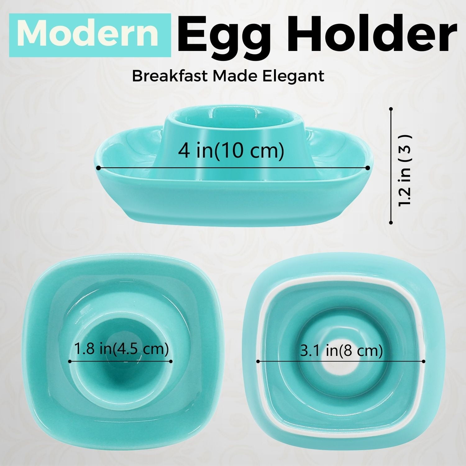Ceramic Egg Cups Set of 6 Half Dozen Pack, Porcelain Hard Soft Boiled Egg Holder Keeper Container with Base, Stackable Serving Dish Plate Stand Serveware for Countertop Display Kitchen Home (Blue)