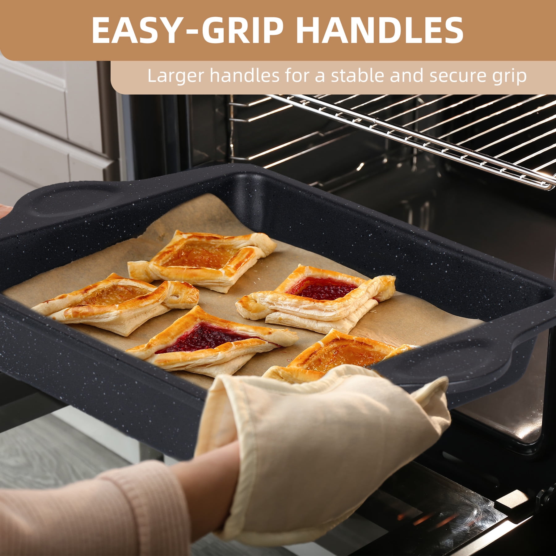 VAVSEA Bakeware Set of 7, Nonstick Baking Pan Set, Carbon Steel Heavy Oven Pan Set with Cookie Sheet, Cake Pan, Loaf Pan, Muffin Pan, Roast Pan