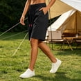 thumbnail image 5 of Tqcoqu Elastic Drawstring Waist Bermuda Shorts for Women,Loose Fit Summer Casual Shorts with Big Patch Pocket,Black Women's M-XXXXL, 5 of 6