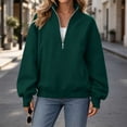 thumbnail image 4 of Dgankt Women's Half Zip Hooded Pullover Sweatshirt Long Sleeve Drop Shoulder with Side Pockets, 4 of 7