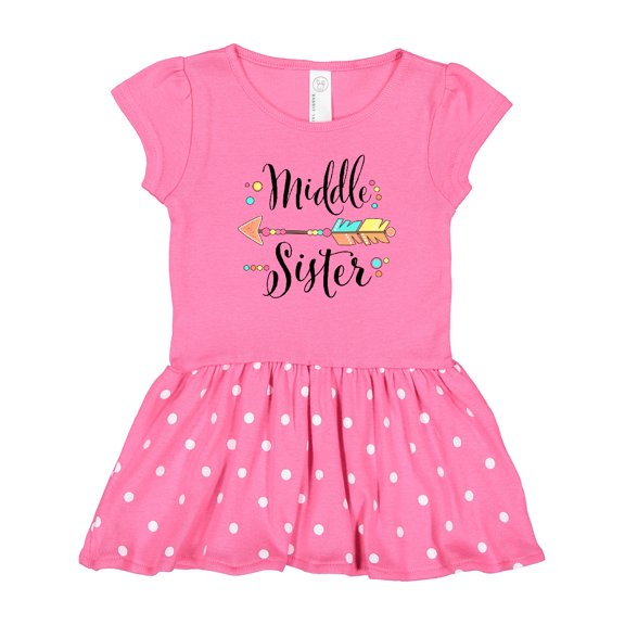 Inktastic Middle Sister- dots and arrow Girls Toddler Dress