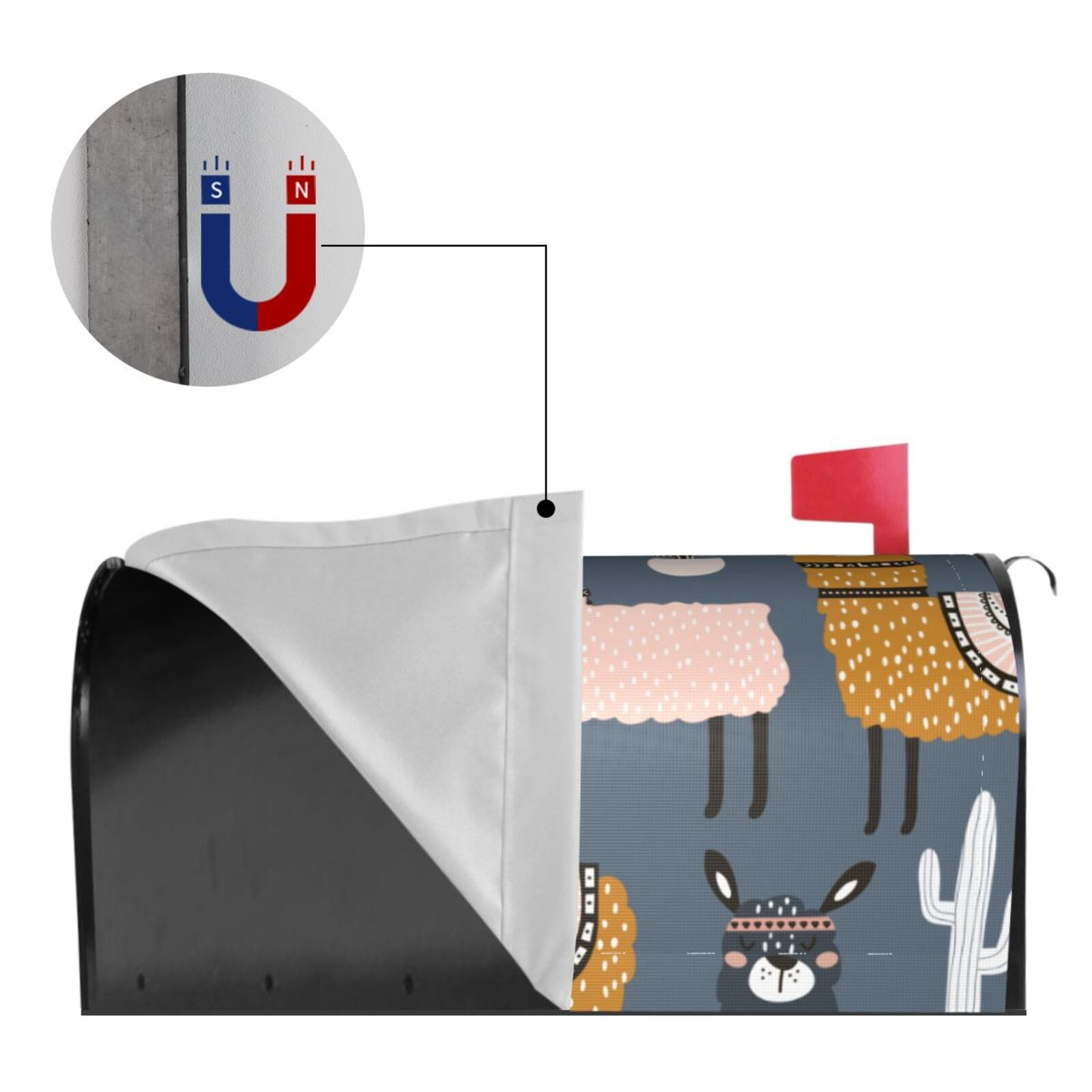 Xecao Llama and Cactus for Mailbox Cover with Magnetic Strips, Waterproof and Sunscreen, Adds a Decorative Touch to Your Garden Yard.