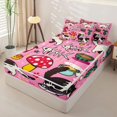 thumbnail image 3 of Manfei Playful Pet Cat Zipper Queen Comforter Set with Fitted Sheet and 2 Pillowcases, Cartoon Mushroom Zipper Bedding Set, Bright Pink, Pink Reversible, 4pcs, 3 of 7