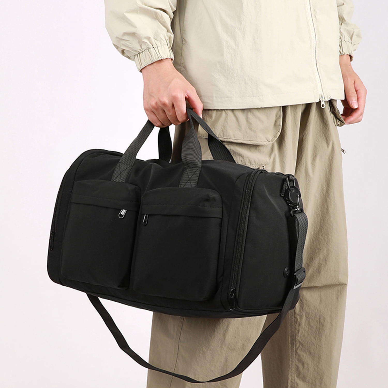 URSOFINE Duffle Bag with Shoes Compartment, Foldable Travel Duffel Bags for Men Women, Packable Travel Bag Waterproof Overnight Weekender Bags with Trolley Sleeve