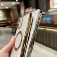 thumbnail image 4 of Compatible with iPhone 12 Magnetic Clear Case,Luxury Plating Bling Transparent Shockproof MagSafe Case with Full Camera Lens Protector for iPhone 12 Women Girl Men-Elegant Golden, 4 of 14