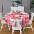 thumbnail image 2 of Red Mushroom Pattern Pink Pattern Round Tablecloth 60"x60",Wrinkle Wipeable Table Cloth for Kitchen Dining Room Picnic Patio Party, 2 of 6
