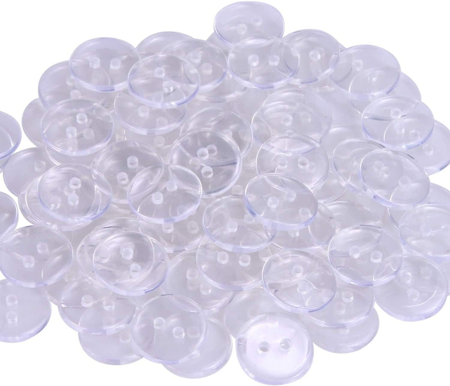 Lot of 200 Two Hole Clear Buttons 