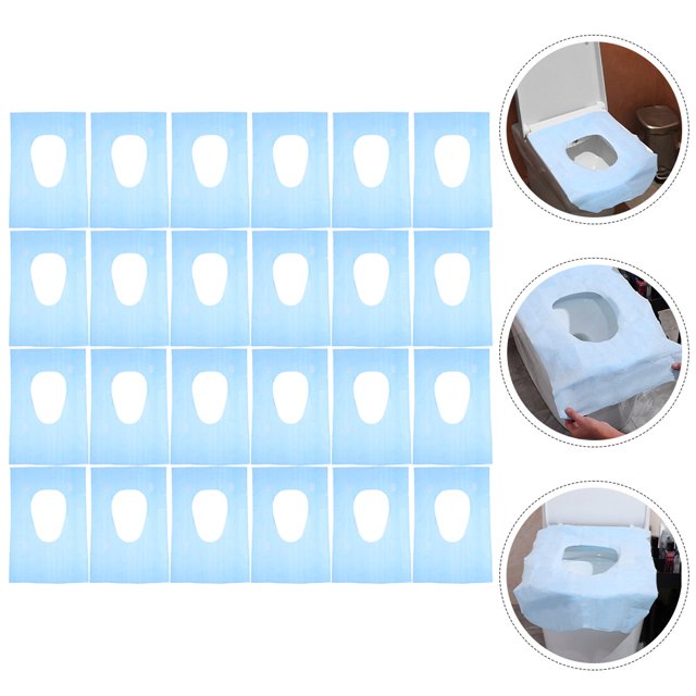 VERDANVERSE 30 Pcs Tapis de Toilette Jetables Film PE Bleu Durable pour Usage Extérieur