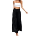thumbnail image 2 of Satingcolo Linen Palazzo Pants for Women High Waist Tummy Control Wide Leg Pant Summer Flowy Loose Pull On Lounge Trousers, 2 of 7