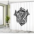 thumbnail image 4 of Ambesonne Fantasy Shower Curtain, Tattoo-Like Dragon Drawing, 69"Wx75"L, Charcoal Grey and White, 4 of 4