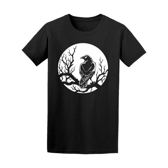 Smartprints Mens Graphic Tee - Grunge Gothic Black Crow - Regular Fit 100% Cotton
