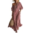 thumbnail image 3 of Yxbdin Off the Shoulder Maxi Dresses for Women Elegant Striped Print Sundresses with Pockets Trendy Puff Flowy Boho Dresses Outdoor Travel Summer Beach Dresses, 3 of 6