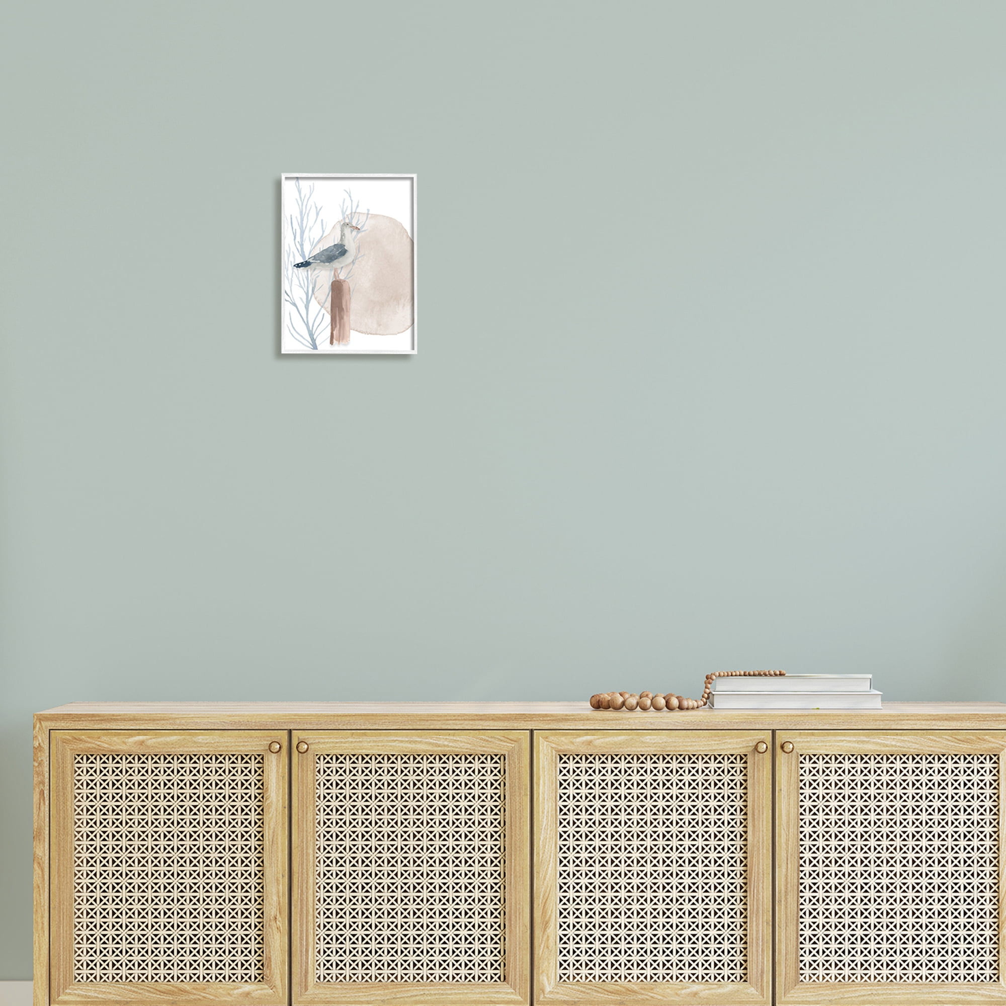 Stupell Industries Tranquil Seagull Nautical Bird Blue Coral Beach Post, 11 x 14, Design by Lucille Price