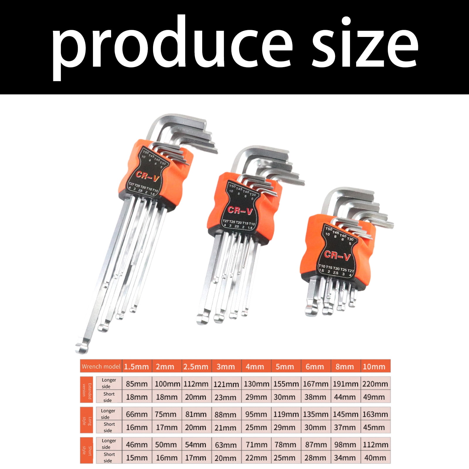 9 Piece L Type Wrench Set Steel Hexagonal Allen Key Tool L Shaped Wrenches For Automotive Repair And DIYer Maintenance