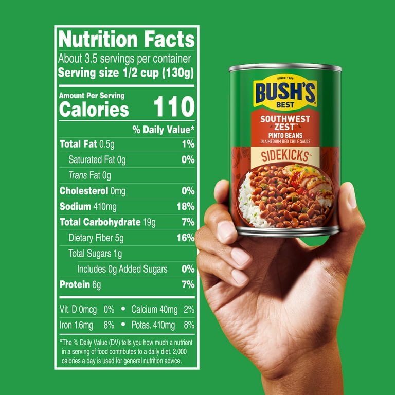 BUSH'S, Canned Beans, 15 oz, Southwest Zest Pinto Beans - Walmart.com