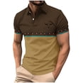 thumbnail image 2 of Blusa y camisa de manga corta con cuello vuelto para hombre, blusa de manga larga con solapa y botones estampados, blusa de poliéster para hombre, 2 of 5