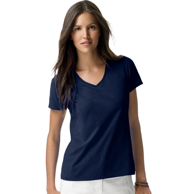Hanes Womens Nano-T V-Neck T-Shirt, 3XL, Navy