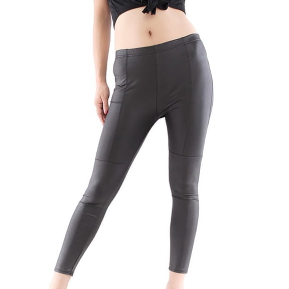 Lavaport Women Solid Color Slim leggings Leather Pants