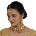 thumbnail image 3 of LUCKY JEWELLERY Back Meenakari Stone Bollywood Style Handcrafted Indian Jewelry 18k Gold Plated Yellow Color Tika Earring Combo Jewellery Set, 3 of 4
