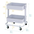 thumbnail image 2 of ECR4Kids 2-Tier Metal Rolling Utility Storage Cart, Multipurpose Organization, White, 2 of 9