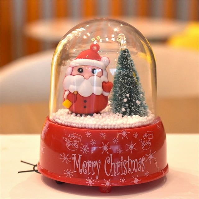 Home Decoration Christmas Musical Box Snowman Santa Snow Globe Ornament Santa Girl Gift Snowman