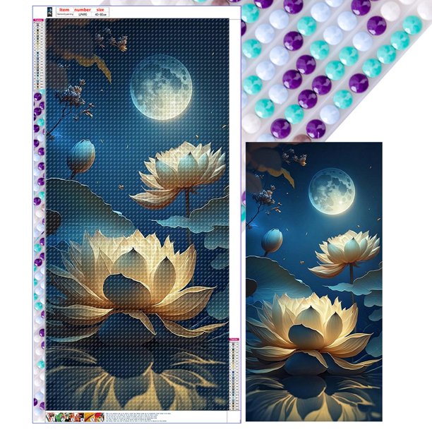Pintura de diamante 5D DIY Wdftyju Taladro redondo completo Luna Loto Decoración del hogar