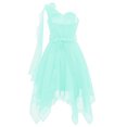 thumbnail image 6 of iiniim Kids One Shoulder 3D Applique Chiffon Prom Party Wedding Flower Girls High Low Dress Mint Green 10, 6 of 7