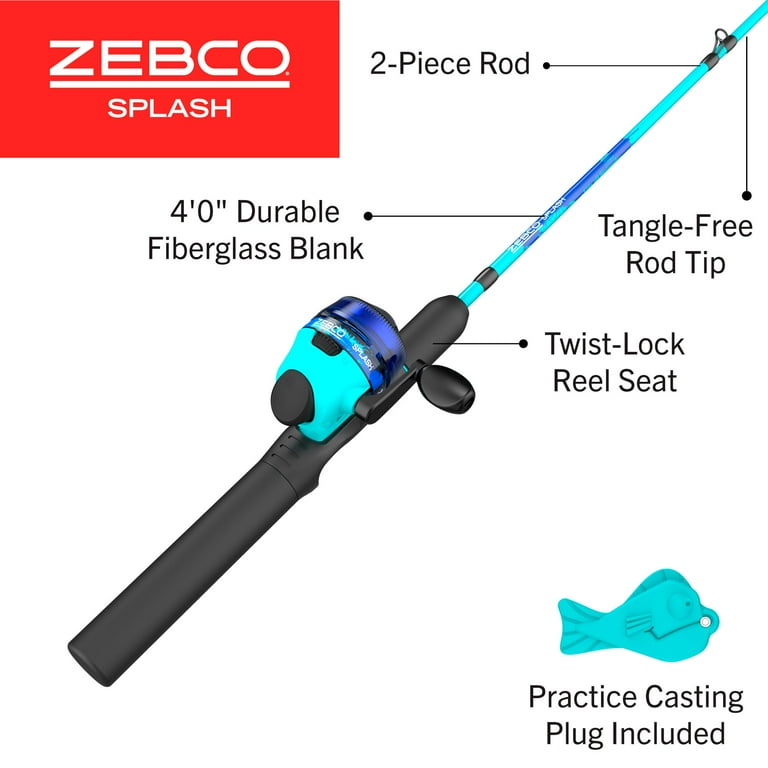Zebco Splash Jr. Kids Fishing Combo, 4-Foot Spincast Reel and Rod