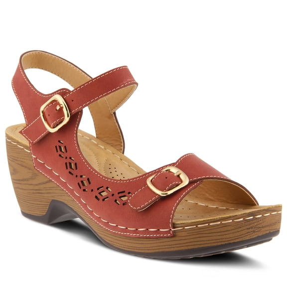 PATRIZIA SHANTAY Wedge Sandals with ankle strap buckle closures - Womens Casuals Sandals for Outdoor