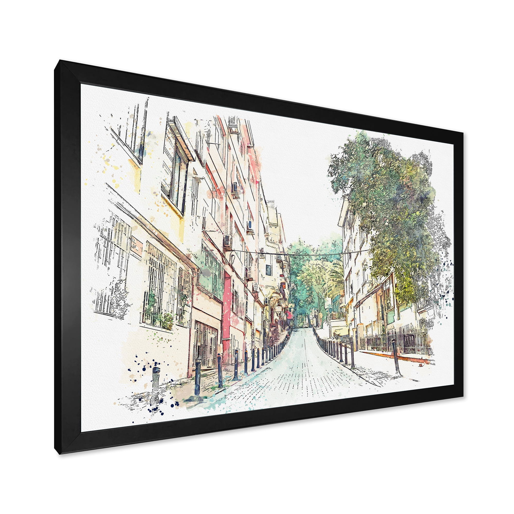Designart 'Traditional Street In City Istanbul' Traditional Framed Art Print