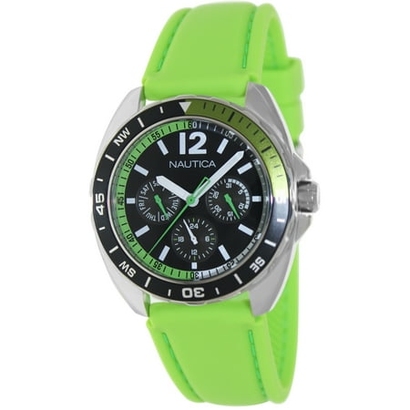 Nautica Men's Sport Ring A09912G Green Silicone Japanese Quartz Fashion Watch