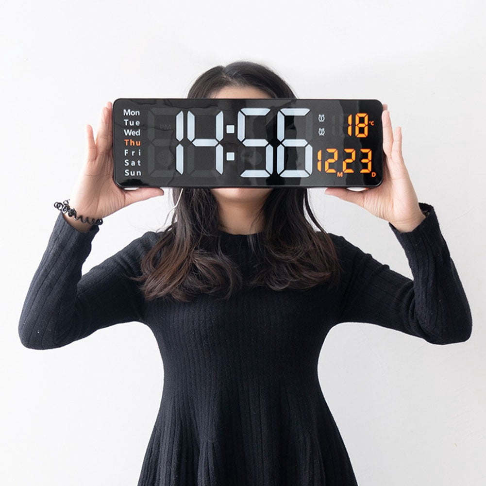 Big Digital Wall Alarm Clock with Calendar Temperature Display Decoration