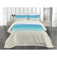 thumbnail image 3 of Ambesonne Tropical Quilted Bedspread Set 3 Pcs, Carribean Sea Beach, Queen Size, Cream Navy, 3 of 5