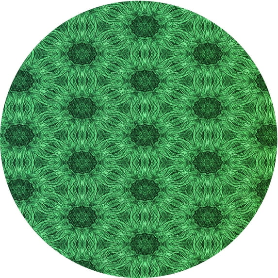 Ahgly Company Indoor Round Patterned Deep Emerald Green Area Rugs, 8' Round