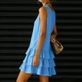 thumbnail image 6 of Sahpxhe Mini Dresses for Women Sleeveless V-Neck Ruffle Tiered Cotton Linen Tank Dress Casual Summer Beach Vacation Sundresses Blue XXL, 6 of 7