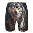 thumbnail image 3 of Fotbe Oil Painting Tribal Wolf Trajes de Baño Estampados para Hombre, Shorts de Verano de Secado Rápido, Ropa de Playa, Bañadores-Small, 3 of 6