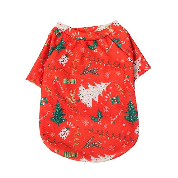 Mightlink Pet T-shirt Washable Print Comfortable Durable Soft Dress Up Polyester Christmas Elements Dog Sweater for Winter