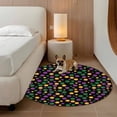 thumbnail image 3 of Mardi Gras Round Living Room Rugs 3.3 ft, Carnival Purple Yellow Green Dots Black Texture Washable Area Rug with Non-Slip Sturdy Edge Binding Round Front Door Mat Floor Carpet for Entryway, 3 of 9
