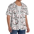 thumbnail image 2 of Fuzoiu Cute Baseball Print Men's Casual Short,Men's Short Sleeve Shirt,Mens Casual Button Down Shirts,Cuban Collar Summer Shirt for Beach, Vacation, and Outdoor Activities-4X-Large, 2 of 5