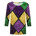 thumbnail image 5 of Gamivast Women Carnival Tops Plus Size 3/4 Sleeve Crewneck Blouses Cute Mask Graphic Drop Shoulder Dressy Shirts Holiday Mardi Gras Outfits 2026, 5 of 5