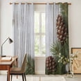 thumbnail image 5 of Kitchen Curtains 84 Inch Length 2 Panels, Vintage Pine Cones Grommets Window Treatment Curtain, Retro Botanical Watercolor Wooden Thermal Curtains Drapes for Living Room/Bathroom, 5 of 9