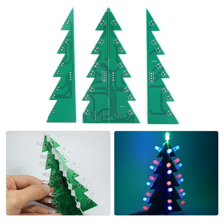 

Dioche Christmas LED Circuit Kit Christmas Tree Circuit Board Module 3‑Dimensional Printed Circuit Board Module Christmas Tree LED DIY Kit with 3 Light Color